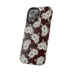 Rose Pattern Magnetic Impact-Resistant Phone Case — Burgundy Floral Protective Cover