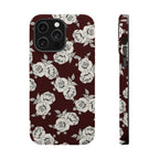 Rose Pattern Magnetic Impact-Resistant Phone Case — Burgundy Floral Protective Cover