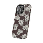 Rose Pattern Magnetic Impact-Resistant Phone Case — Burgundy Floral Protective Cover