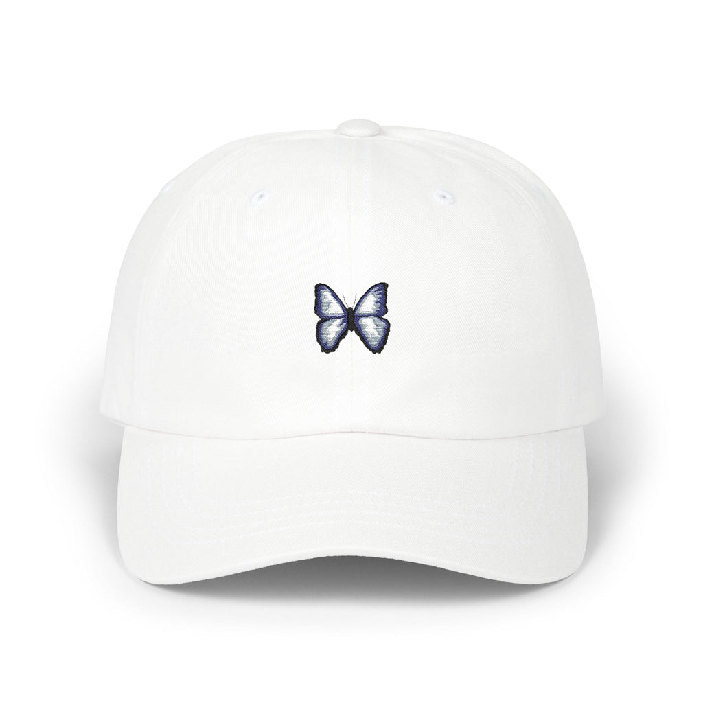 Butterfly Embroidered Dad Cap — Minimal Blue Butterfly Baseball Hat