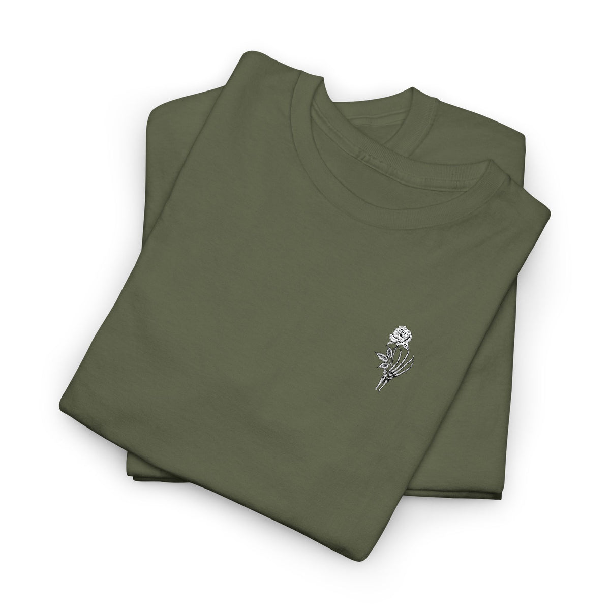 Skeleton Rose Pocket Tee — Cotton T‑Shirt