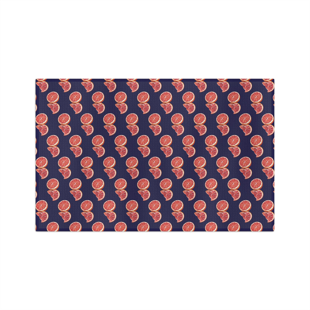 Absorbent Grapefruit Pattern Microfiber Tea Towel — Citrus Kitchen Towel (Navy Background)