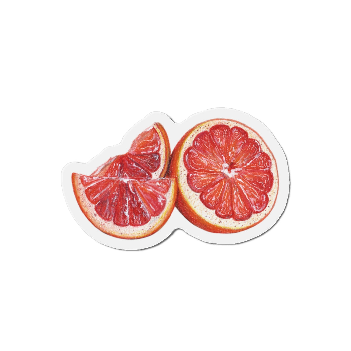 Grapefruit Slice Die-Cut Magnet — Colorful Citrus Refrigerator Decor