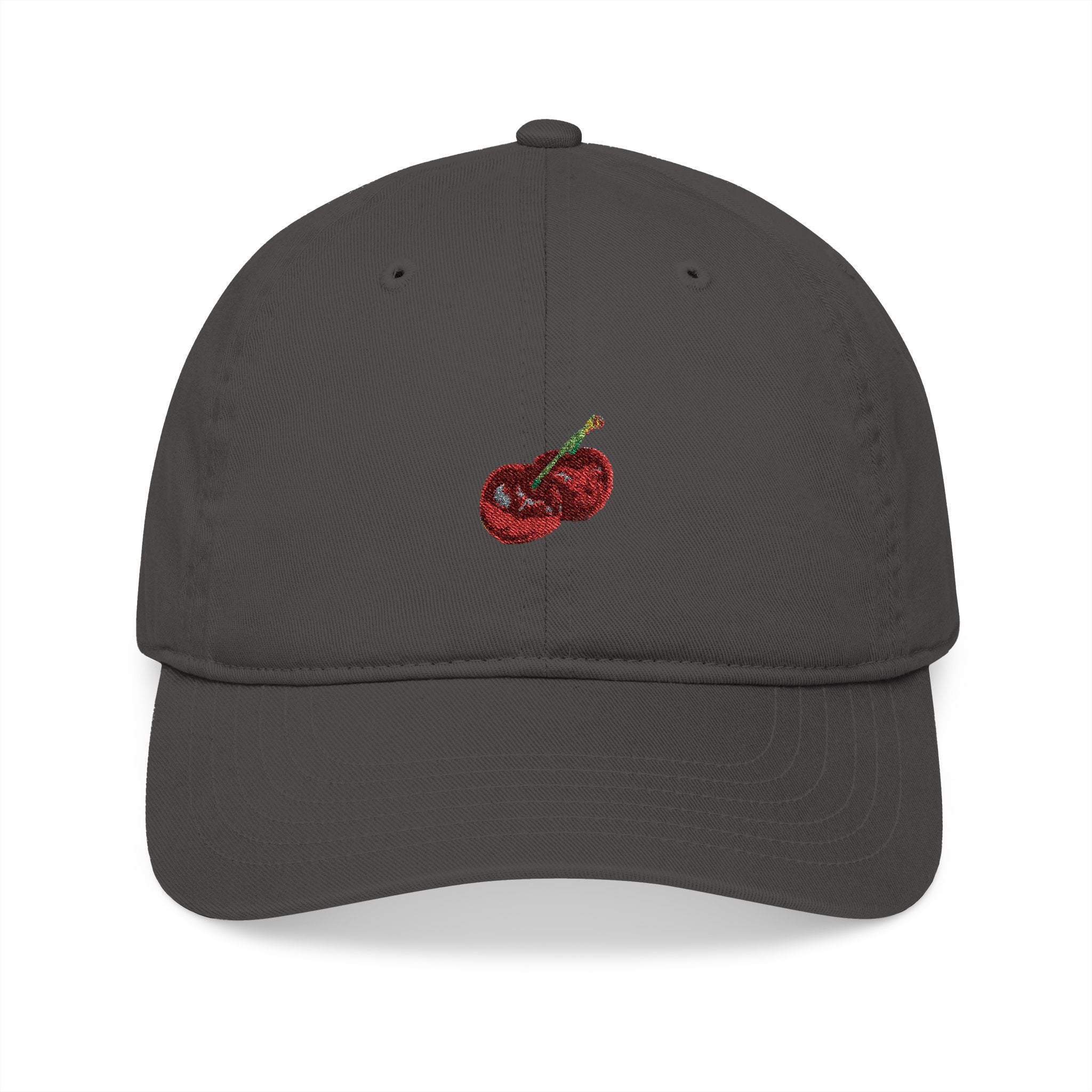 Embroidered Cherry Baseball Cap — Organic Cotton Dad Hat
