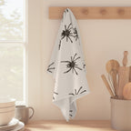 Spider Pattern Tea Towel — Black Arachnid Microfiber Kitchen Towel