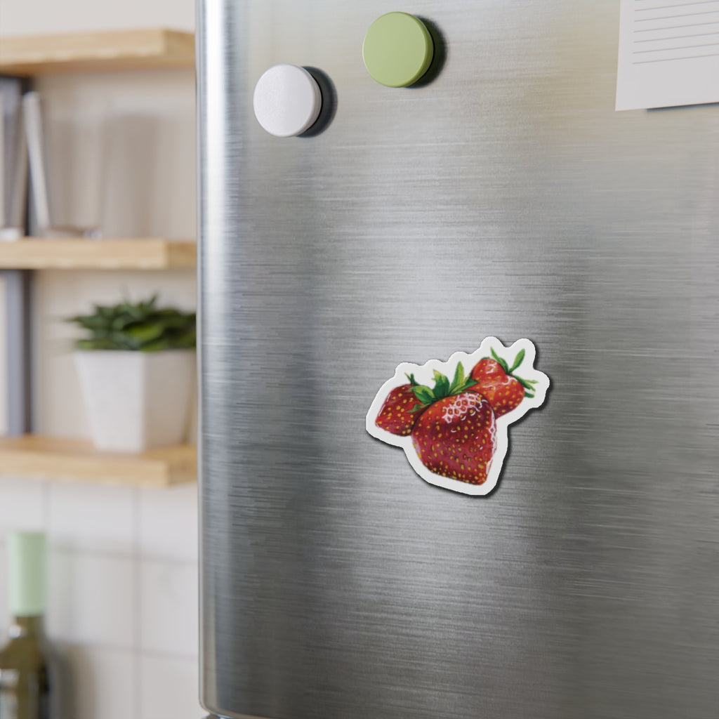 Strawberry Die-Cut Magnet — Cute Fruit Refrigerator Magnet