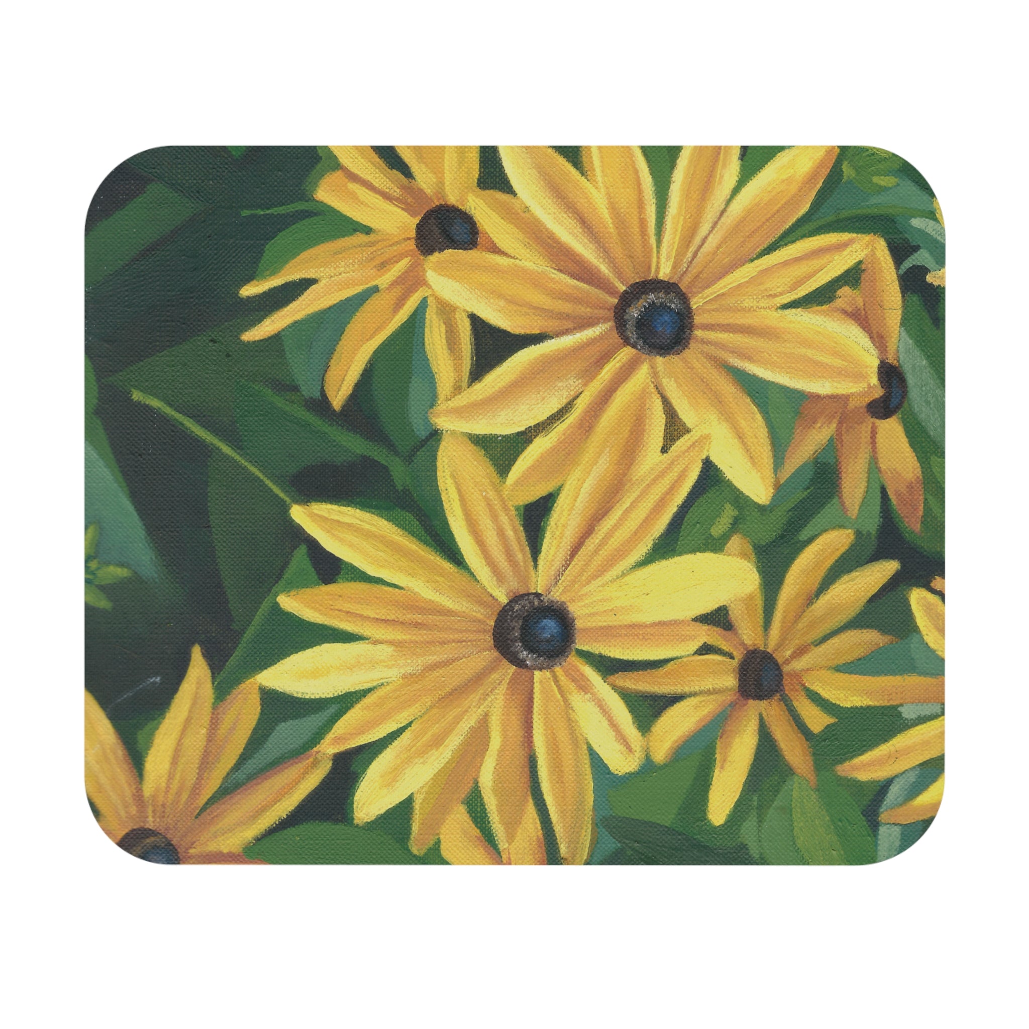 Black-Eyed Susan Floral Mouse Pad — Yellow Wildflower Desk Mat