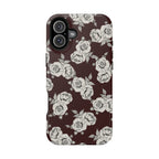 Rose Pattern Magnetic Impact-Resistant Phone Case — Burgundy Floral Protective Cover