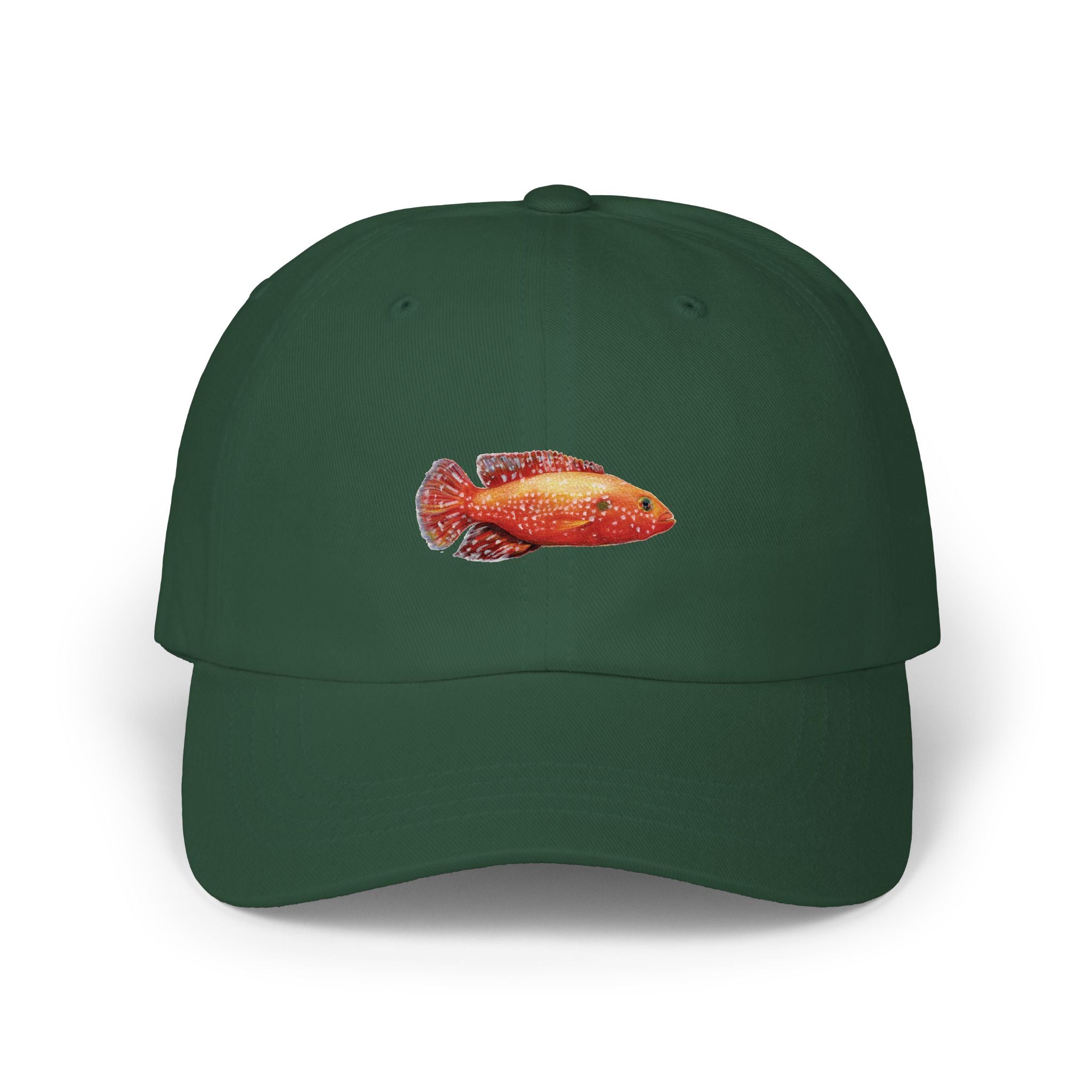 Fish Dad Cap — Red Tropical Fishing Hat