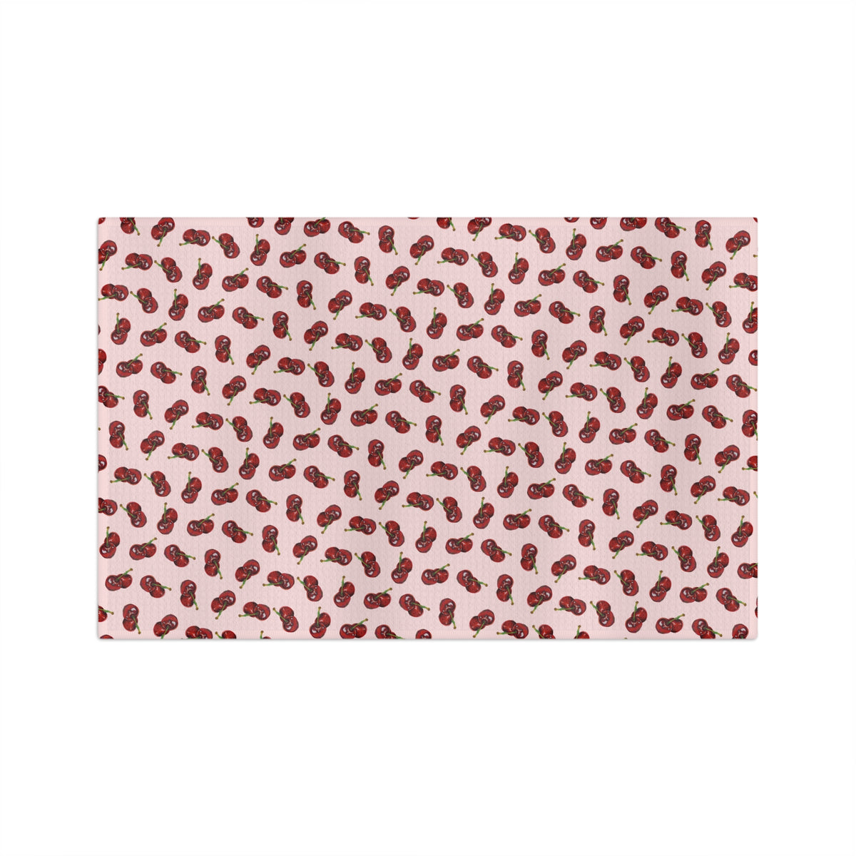Absorbent Microfiber Cherry Pattern Tea Towel — Pink Retro Fruit Kitchen Towel