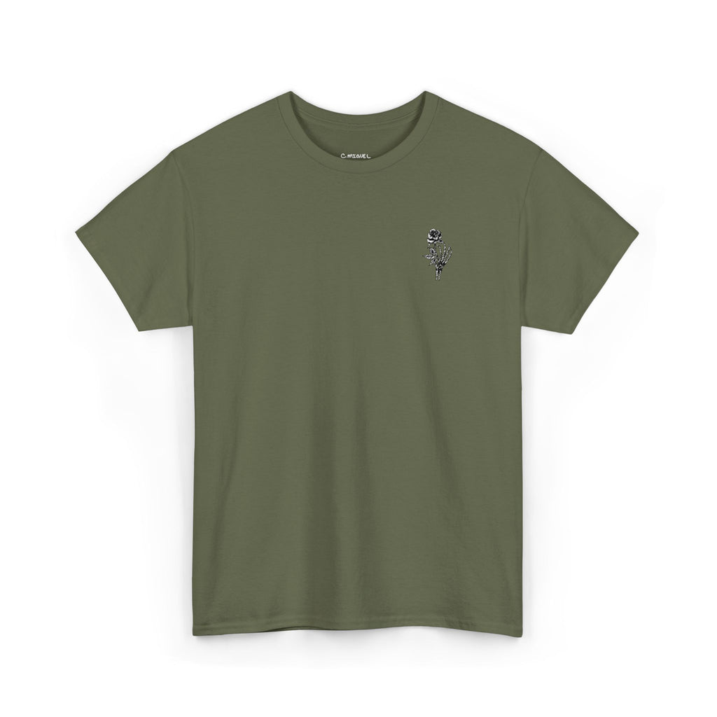 Skeleton Rose Pocket Tee — Cotton T‑Shirt