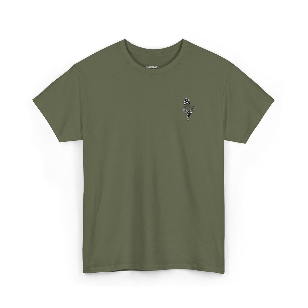 Skeleton Rose Pocket Tee — Cotton T‑Shirt