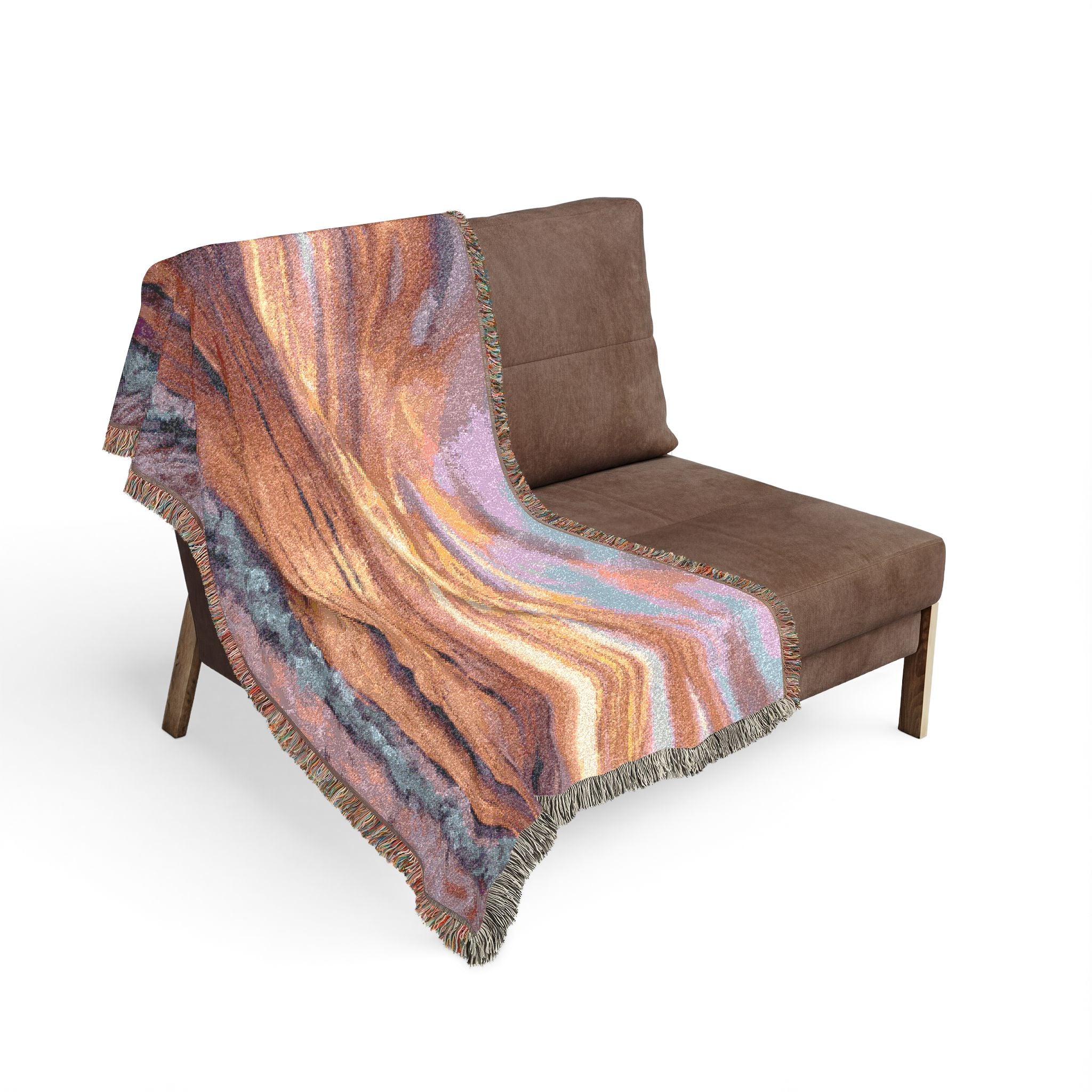 Sunset Seascape Woven Blanket — Coastal Throw with Beach Horizon Design