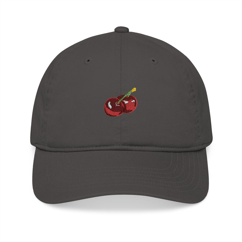 Embroidered Cherry Baseball Cap — Organic Cotton Dad Hat