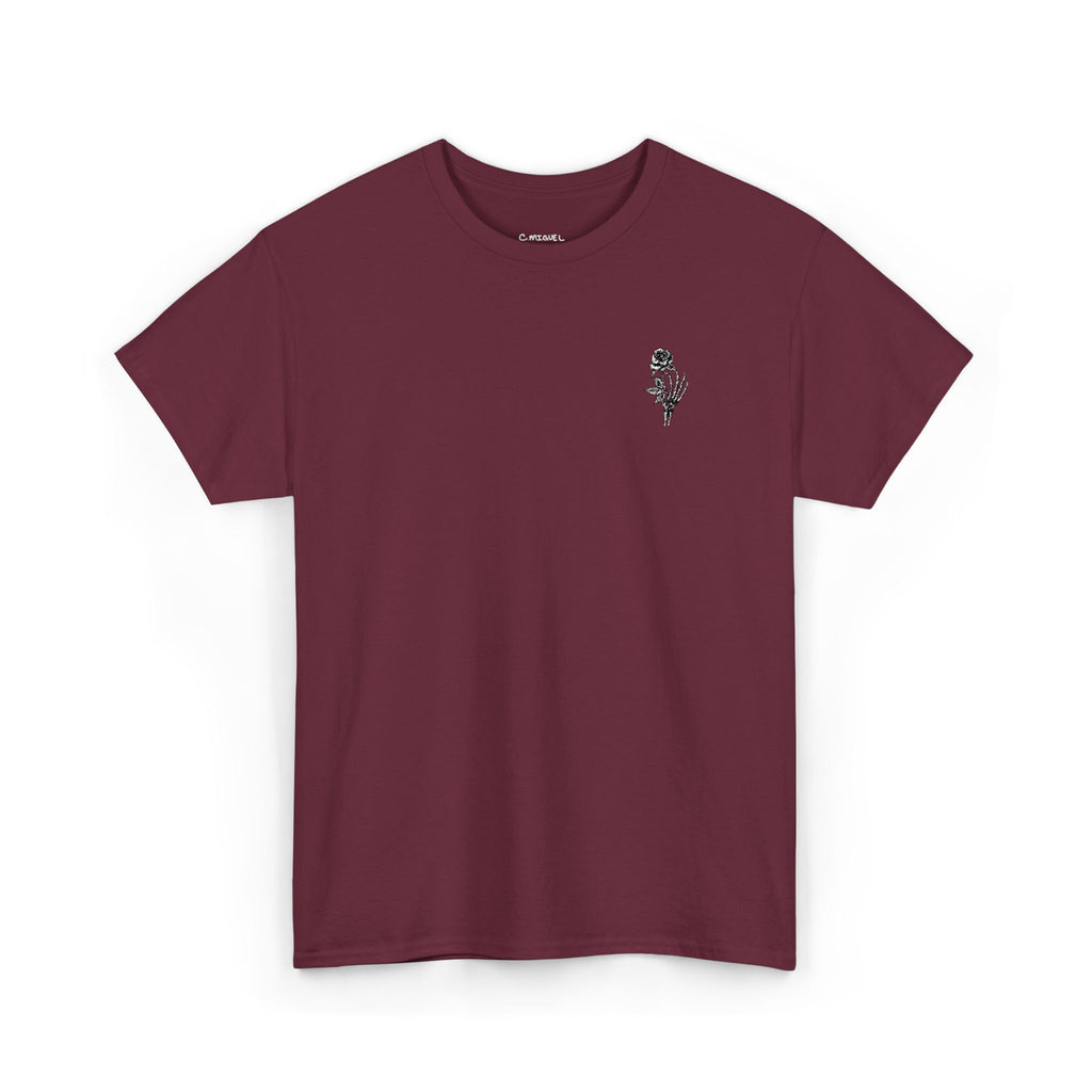 Skeleton Rose Pocket Tee — Cotton T‑Shirt