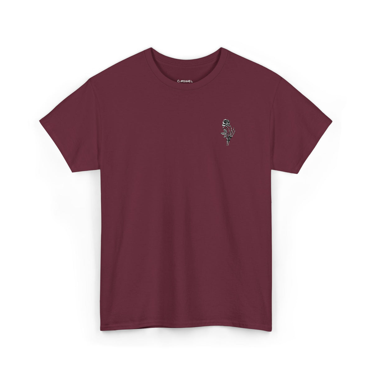 Skeleton Rose Pocket Tee — Cotton T‑Shirt