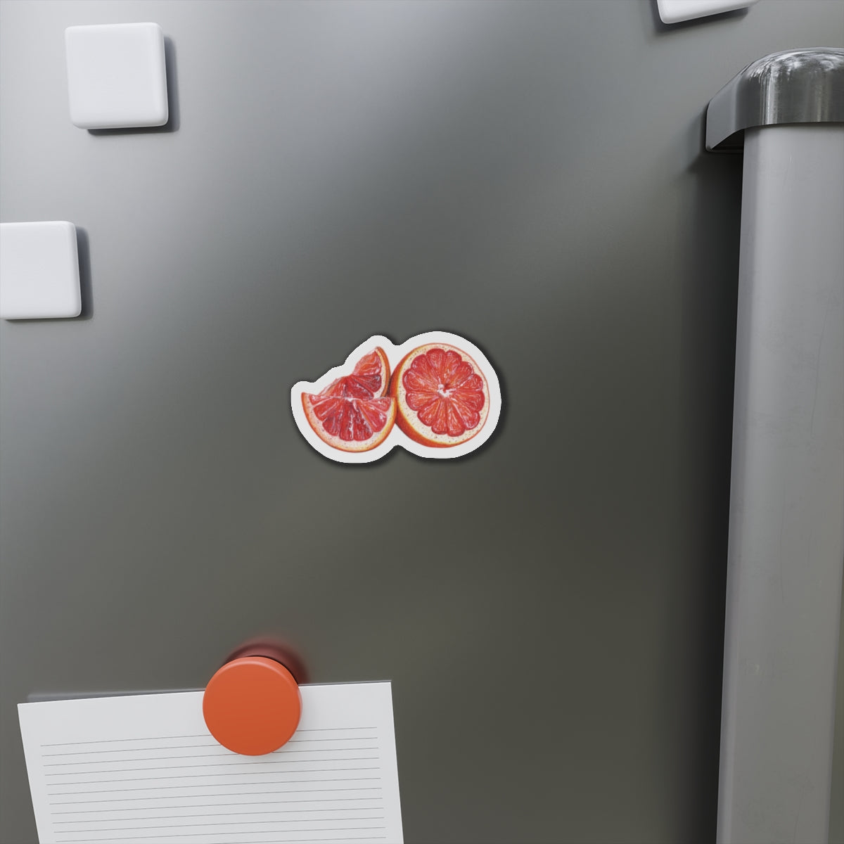 Grapefruit Slice Die-Cut Magnet — Colorful Citrus Refrigerator Decor