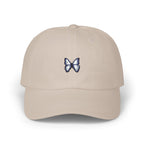 Butterfly Embroidered Dad Cap — Minimal Blue Butterfly Baseball Hat