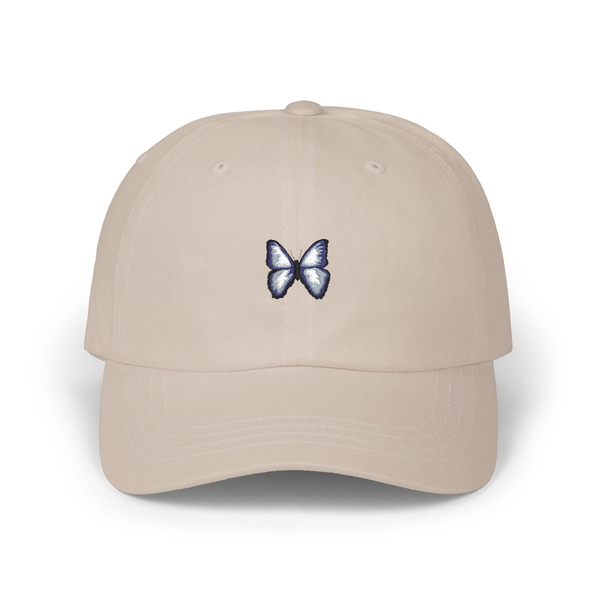 Butterfly Embroidered Dad Cap — Minimal Blue Butterfly Baseball Hat