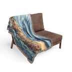 Lighthouse Coastal Woven Blanket — Nautical Throw for Living Room, Beach House & Gift