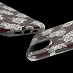 Rose Pattern Magnetic Impact-Resistant Phone Case — Burgundy Floral Protective Cover