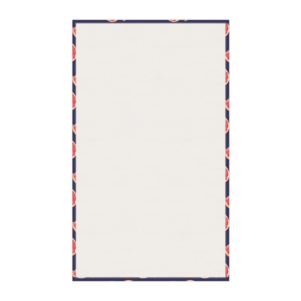 Cotton Twill Grapefruit Pattern Tea Towel — Citrus Kitchen Towel (Navy Background)