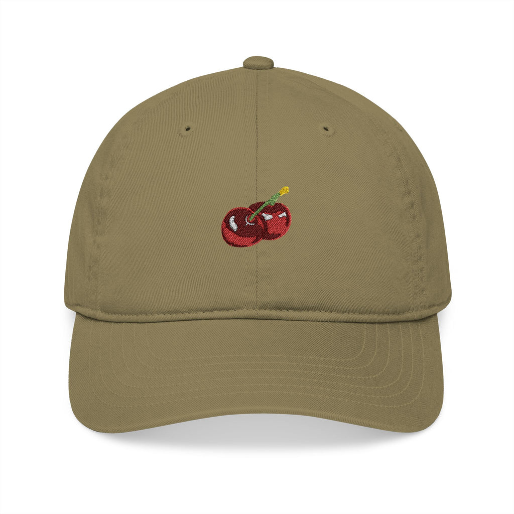 Embroidered Cherry Baseball Cap — Organic Cotton Dad Hat
