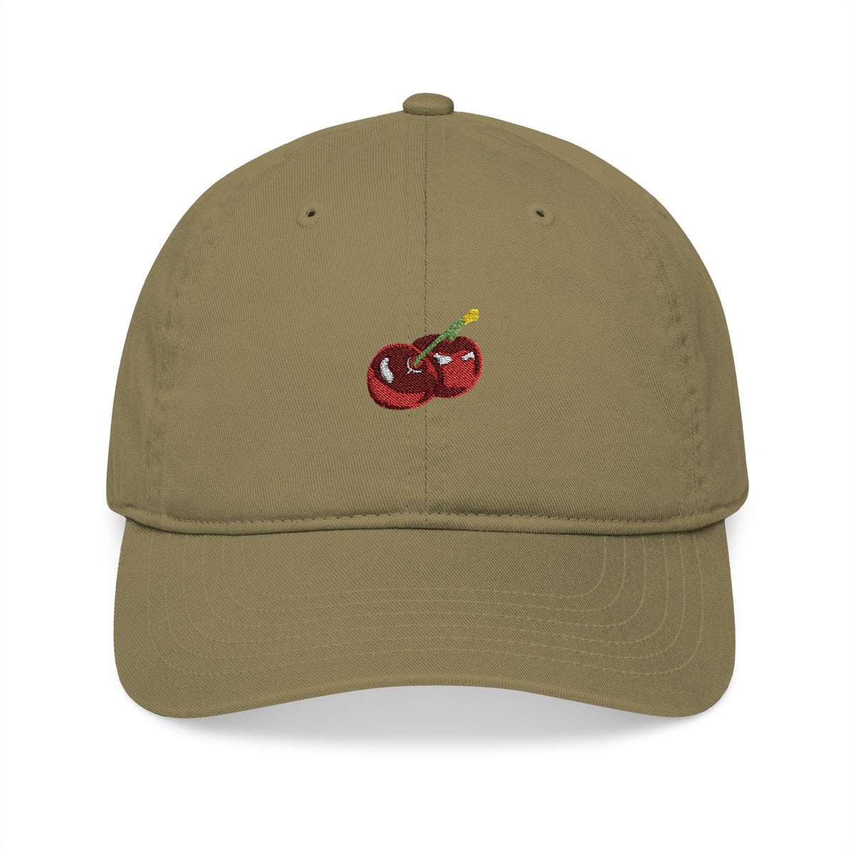 Embroidered Cherry Baseball Cap — Organic Cotton Dad Hat