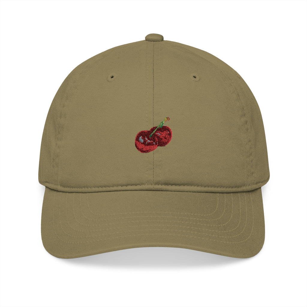 Embroidered Cherry Baseball Cap — Organic Cotton Dad Hat