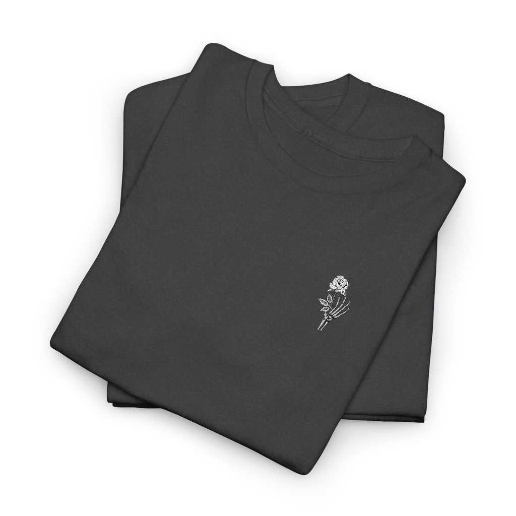 Skeleton Rose Pocket Tee — Cotton T‑Shirt