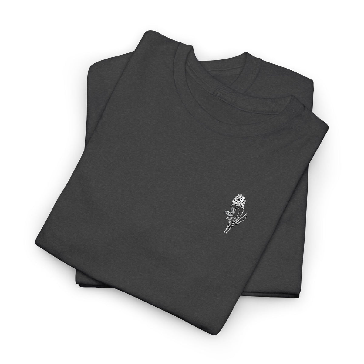 Skeleton Rose Pocket Tee — Cotton T‑Shirt