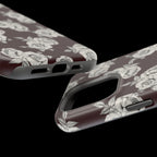 Rose Pattern Magnetic Impact-Resistant Phone Case — Burgundy Floral Protective Cover