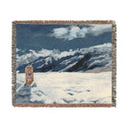 Scenic Mountain Snow Woven Blanket — Cozy Cabin Throw