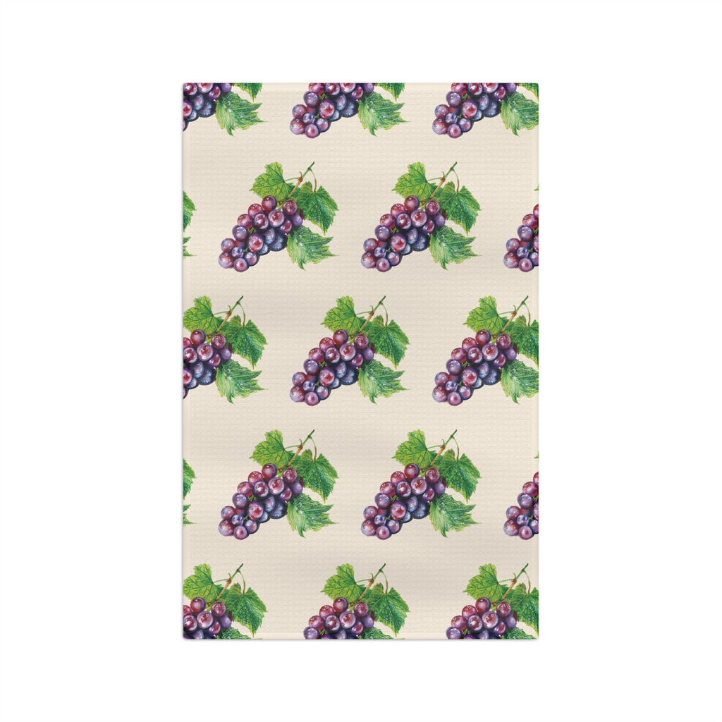 Microfiber Hand Drawn Grape Pattern Tea Towel — Vintage Vineyard Kitchen Towels