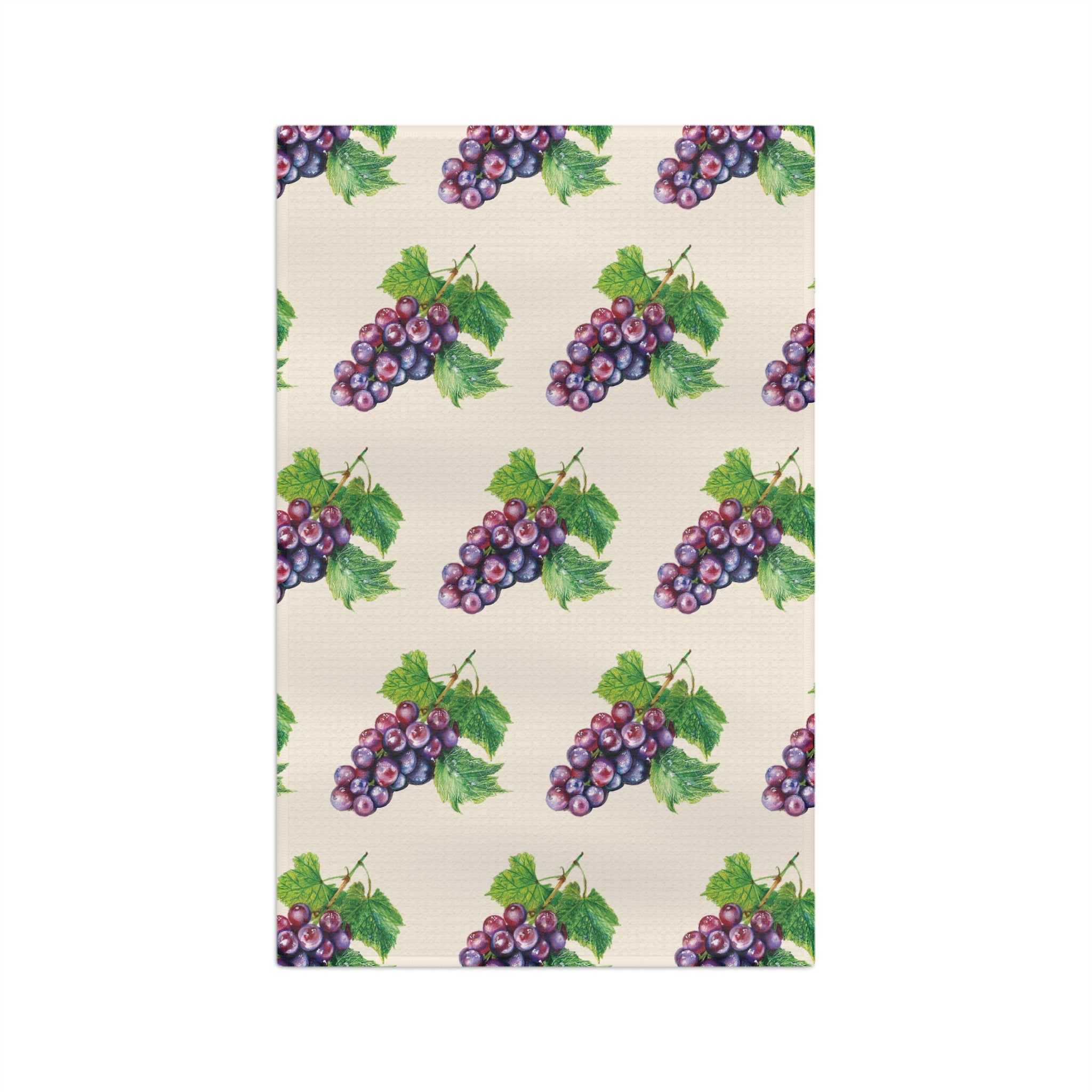 Microfiber Hand Drawn Grape Pattern Tea Towel — Vintage Vineyard Kitchen Towels