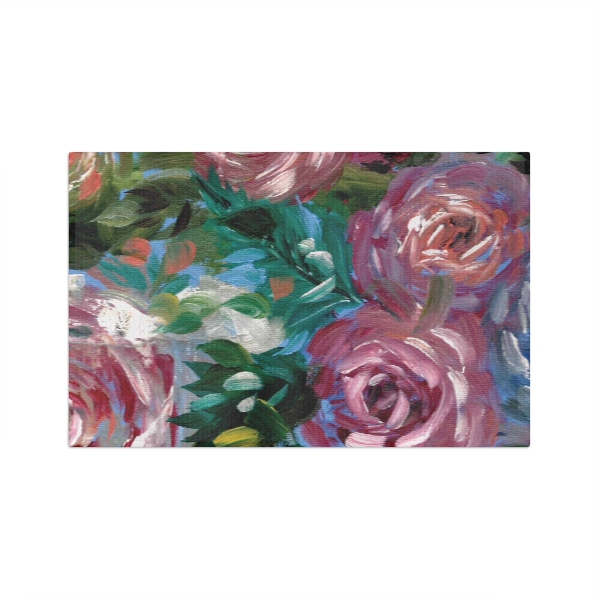 Floral Brushstroke Microfiber Tea Towel — Painterly Rose Kitchen Towel