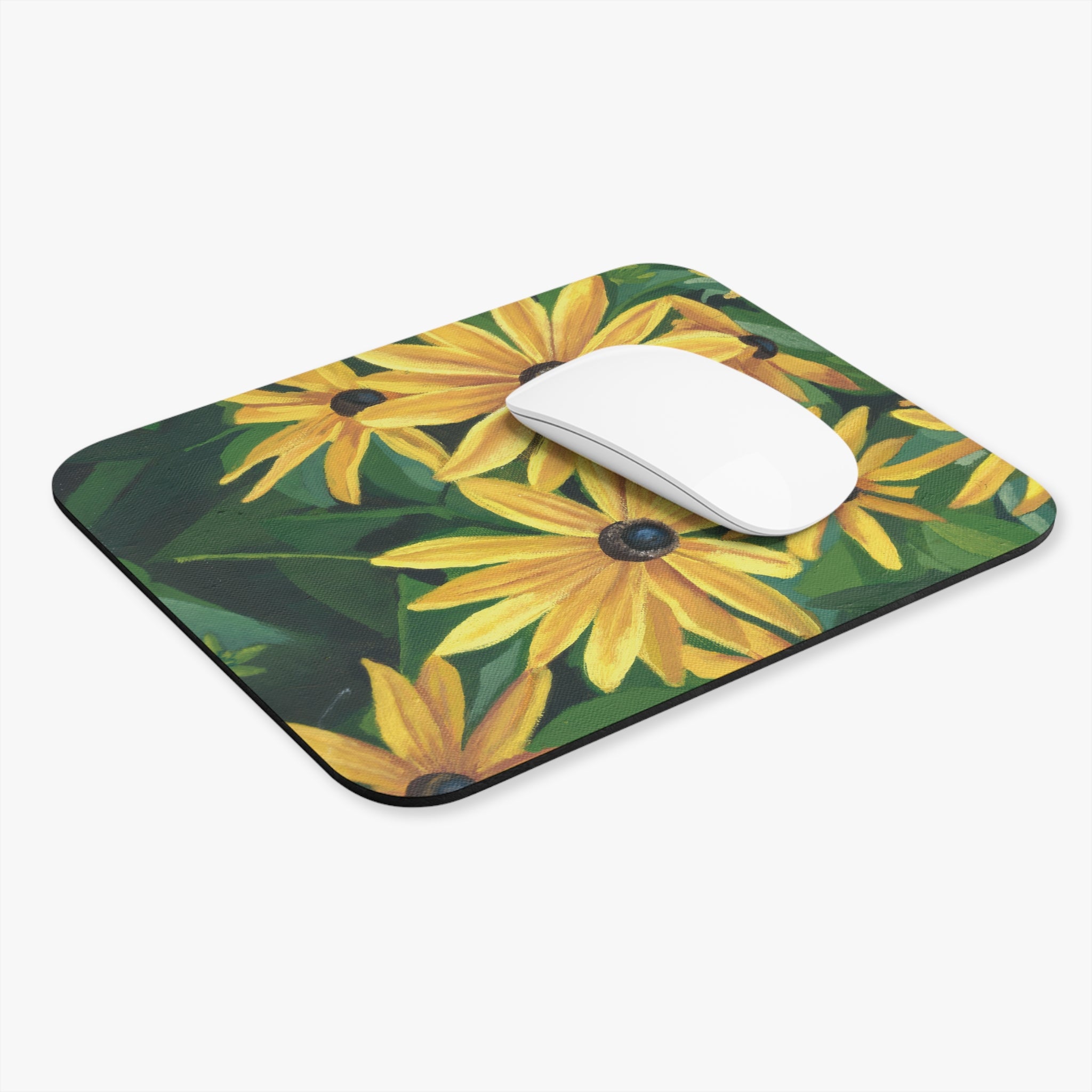 Black-Eyed Susan Floral Mouse Pad — Yellow Wildflower Desk Mat
