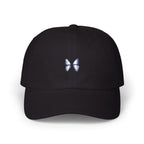 Butterfly Embroidered Dad Cap — Minimal Blue Butterfly Baseball Hat