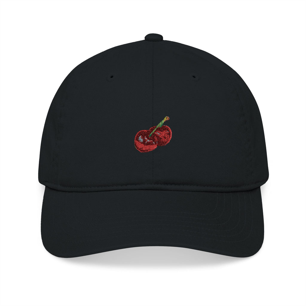 Embroidered Cherry Baseball Cap — Organic Cotton Dad Hat