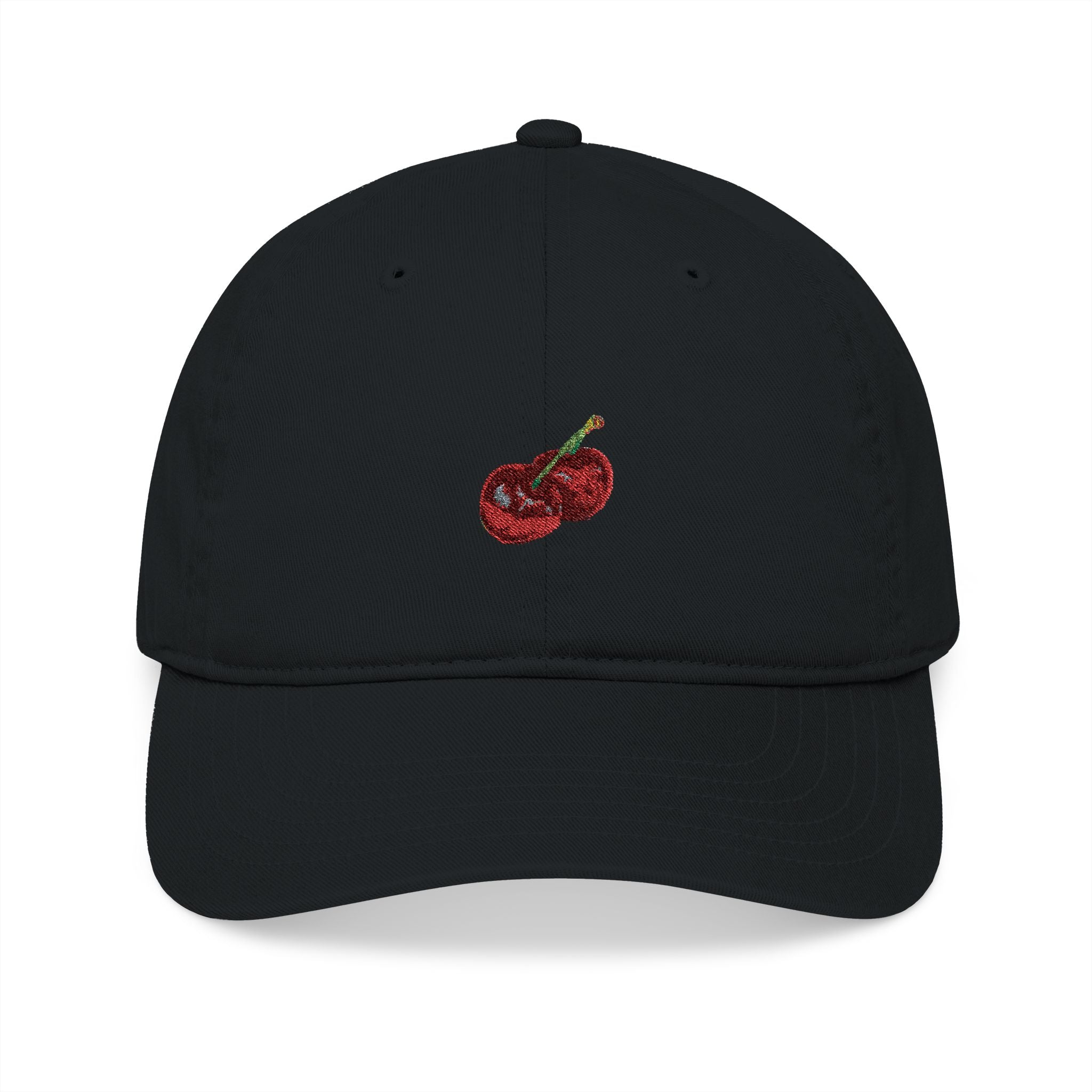 Embroidered Cherry Baseball Cap — Organic Cotton Dad Hat