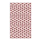 Cotton Twill Cherry Pattern Tea Towel — Pink Cotton Kitchen Towel with Red Cherry Print
