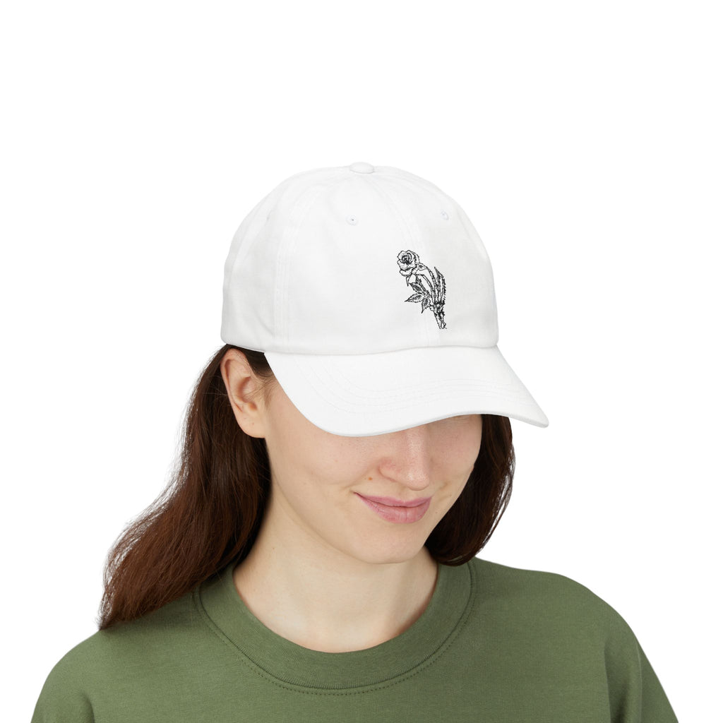 Embroidered Single Rose Dad Cap – Minimal Floral Baseball Hat