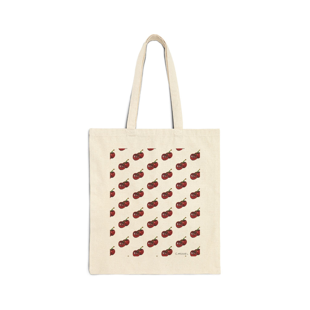 Cherry Pattern Canvas Tote Bag — Reusable Grocery & Market Bag