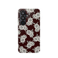 Rose Pattern Magnetic Impact-Resistant Phone Case — Burgundy Floral Protective Cover