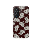 Rose Pattern Magnetic Impact-Resistant Phone Case — Burgundy Floral Protective Cover
