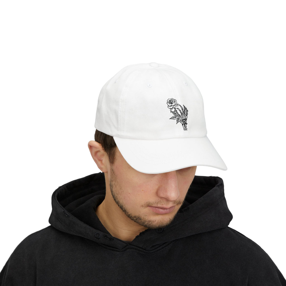 Embroidered Single Rose Dad Cap – Minimal Floral Baseball Hat