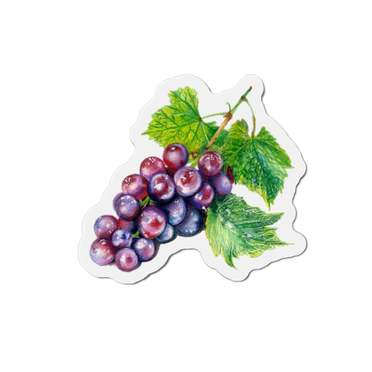 Grape Cluster Die-Cut Magnet — Watercolor Vineyard Refrigerator Art