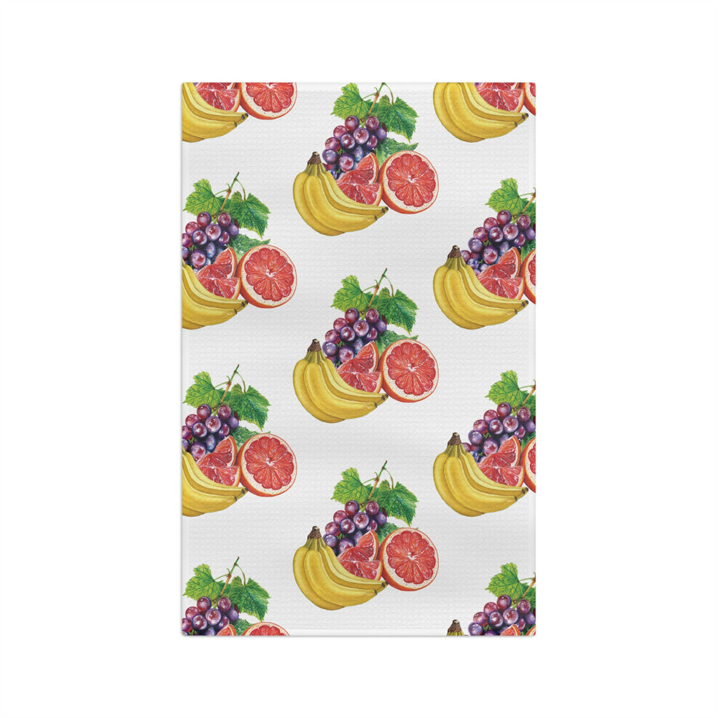Fruit Pattern Microfiber Tea Towel — Grapefruit, Banana & Grape Kitchen Towel