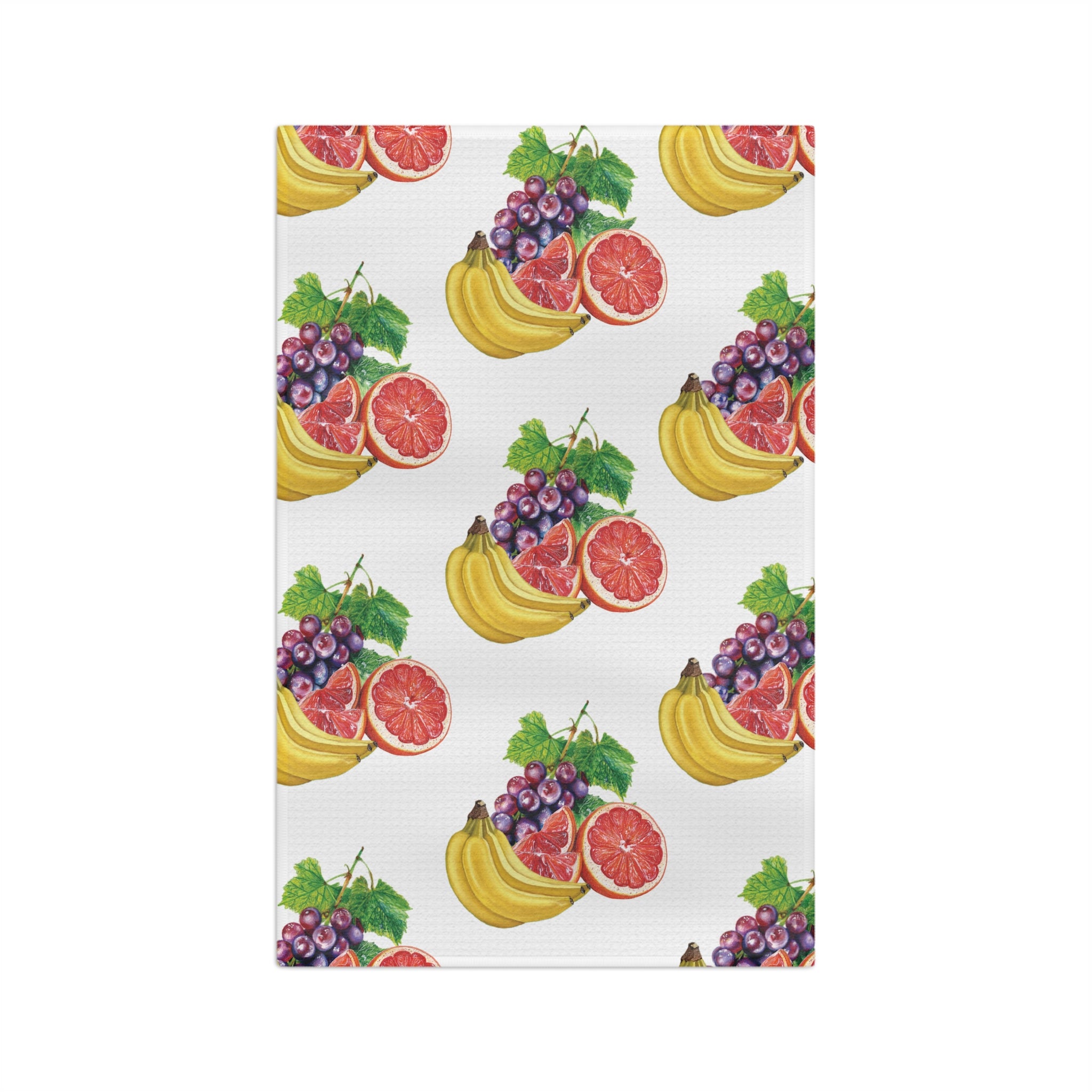 Fruit Pattern Microfiber Tea Towel — Grapefruit, Banana & Grape Kitchen Towel