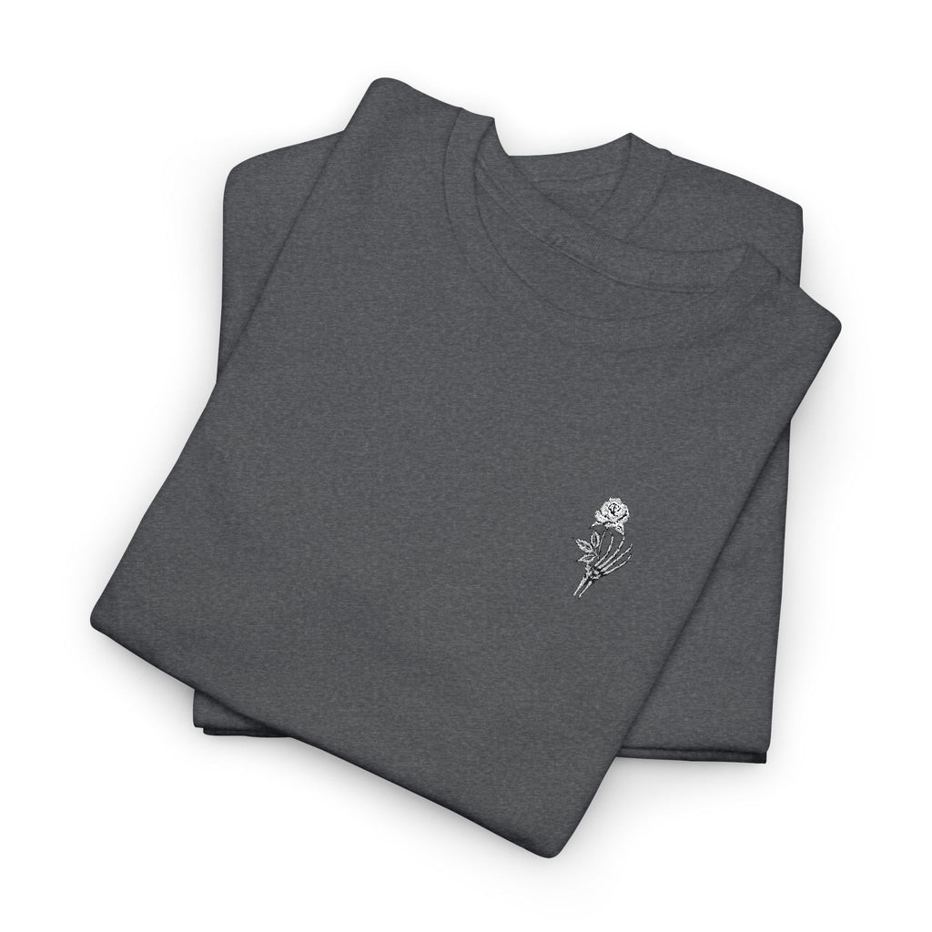 Skeleton Rose Pocket Tee — Cotton T‑Shirt